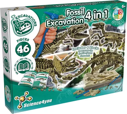 Fosile - Kit excavare 4 dinozauri