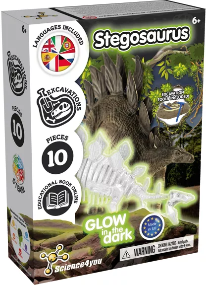 Fosile - Kit excavare Stegozaur - Fosforescent
