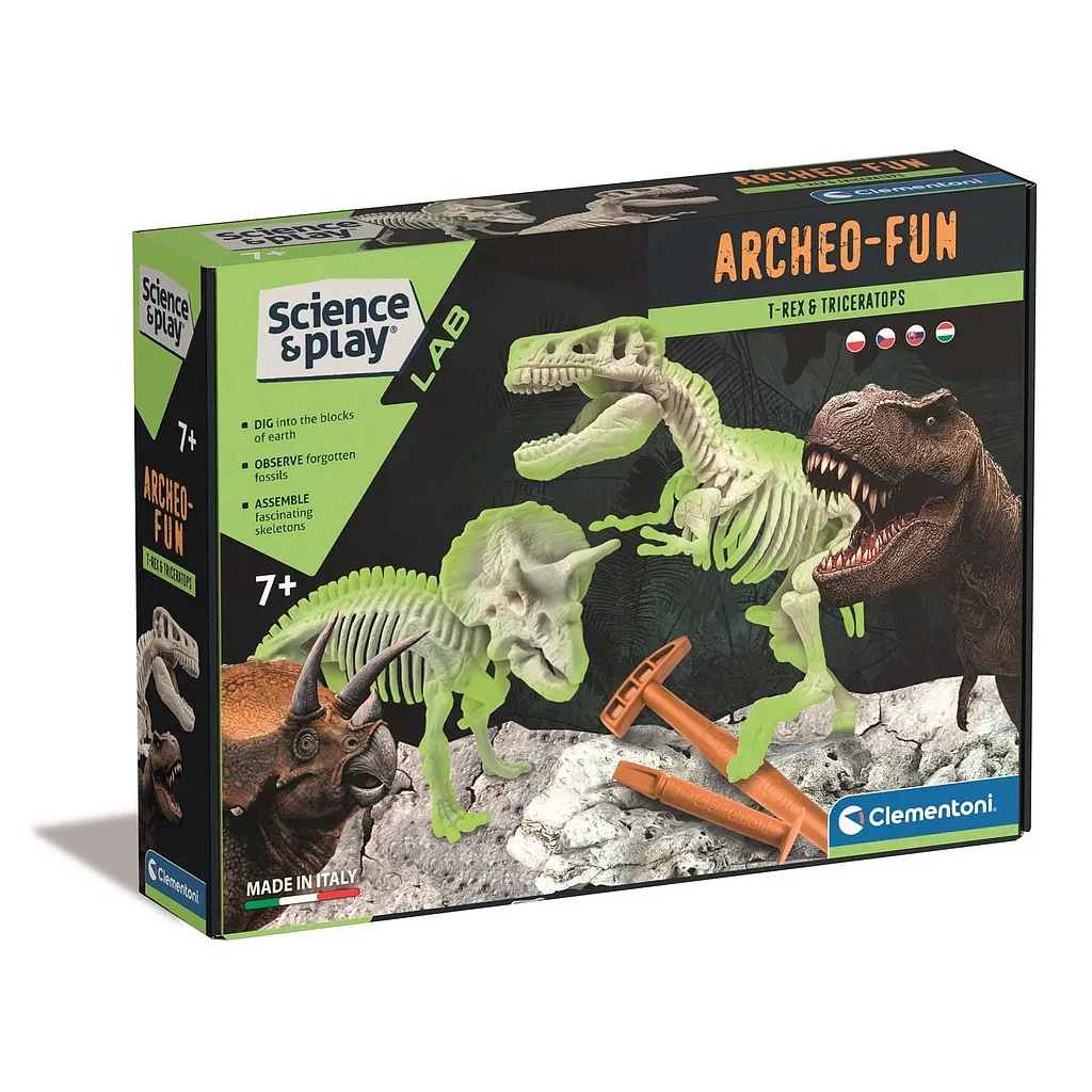 Toate Produsele - T-Rex si Triceratops - Kit excavare fosile