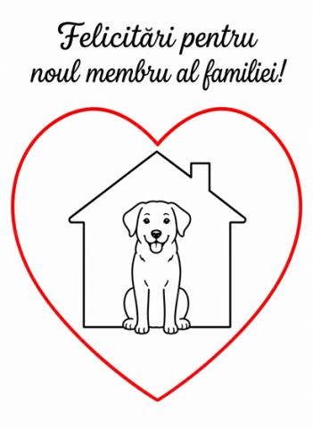 Produse - Felicitare de bun venit în familie pentru căței