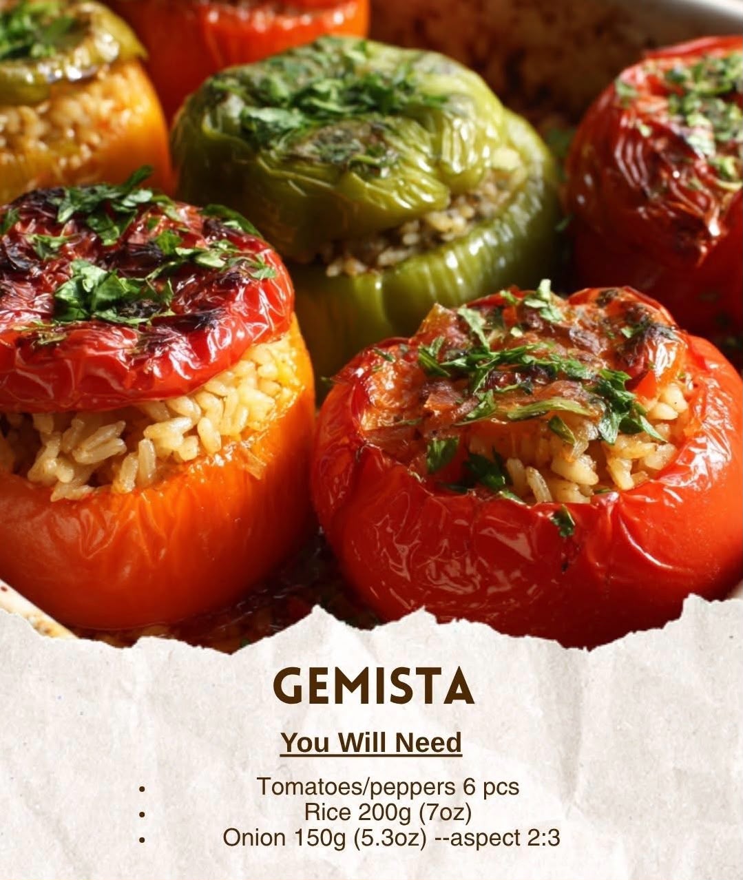 Gemista — legumele care se umplu cu soare și orez
