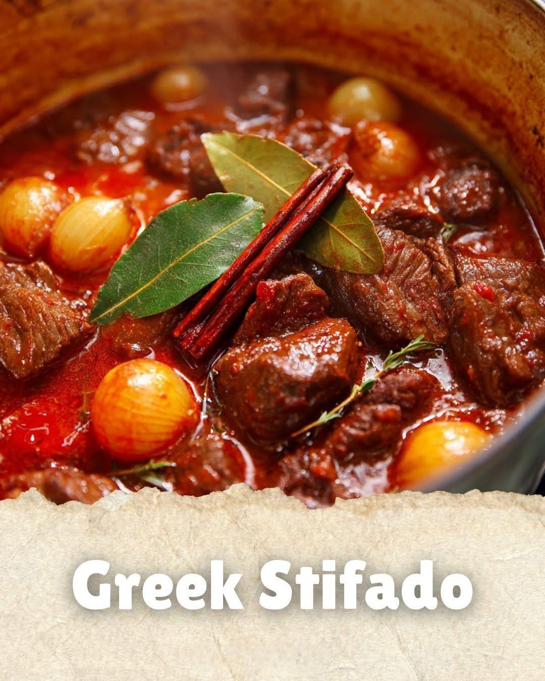 Stifado — tocana grecească de vită cu ceapă și oțet