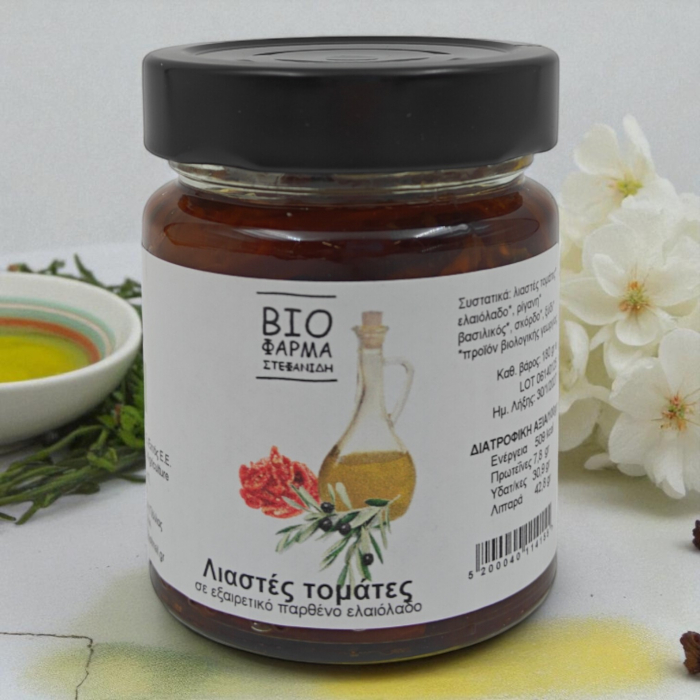 Roșii uscate la soare organice în ulei de masline extravirgin 180gr - produs BIO grecesc sănătos [1]