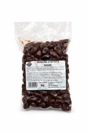 Masline - Măsline negre naturale deshidratate natural, Super Mammouth 121-140, pachet 1kg – gust autentic mediteranean.