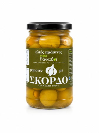 Masline naturale - Masline Verzi Umplute cu Usturoi 190g Kakkavos Diomag