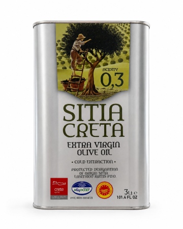 Noutati - Ulei de Măsline Extravirgin PDO Sitia, Aciditate 0,3%, Presat la Rece, Creta, 3L