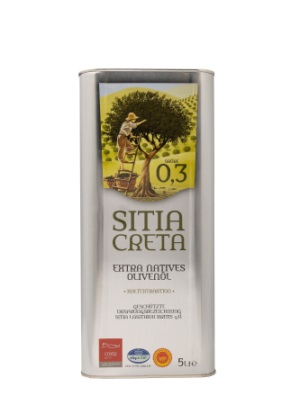 Noutati - Ulei de Măsline Extravirgin PDO Sitia, Aciditate 0,3%,  Presat la Rece, Creta, 5L