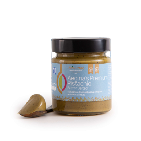 Aegina’s Premium Pistachio Butter Salted 100g – Unt de Fistic Sărat Premium cu Anțos de Sare, 71% Fistic PDO Aegina, Grecia [1]