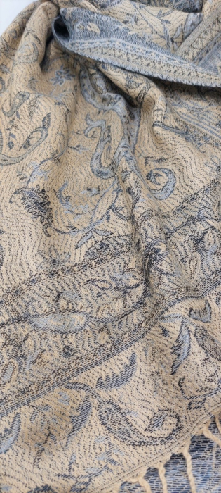 Esarfa Pashmina Crem -Gri Inchis [2]