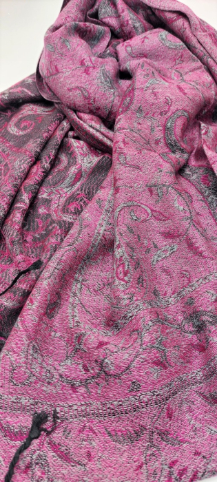 Esarfa Pashmina Fucsia -Negru [2]
