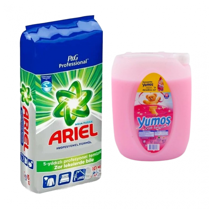 Pachet Ariel pudra 10 kg+ Balsam Yumos 5L Roz [1]