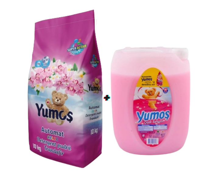 Pachet detergent Yumos pudra 10 kg + Balsam Yumos roz 5L [1]