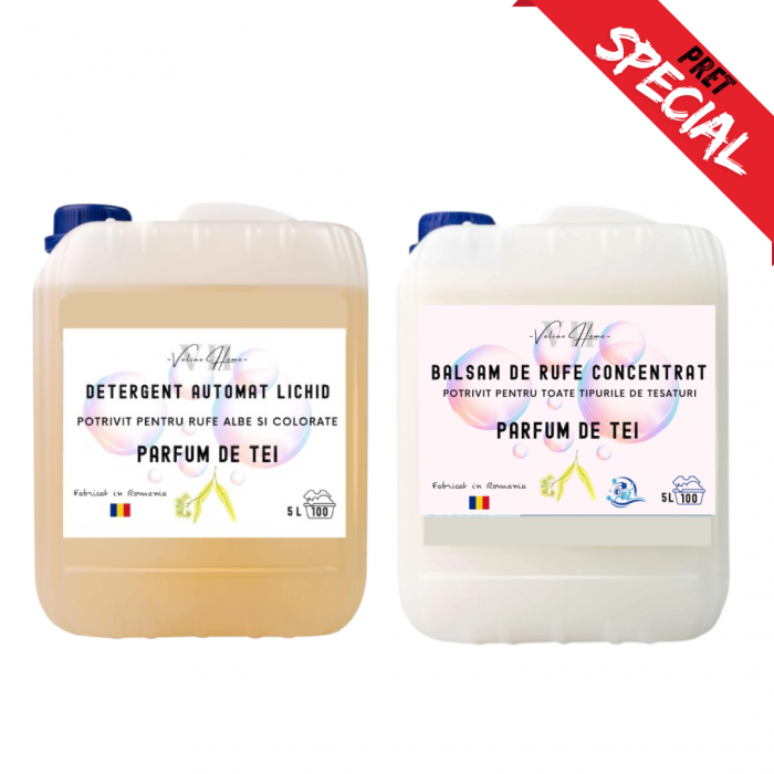 Pachet Velino Home – Detergent și Balsam Parfum de Tei, 5+5L, 200 de spălări [1]