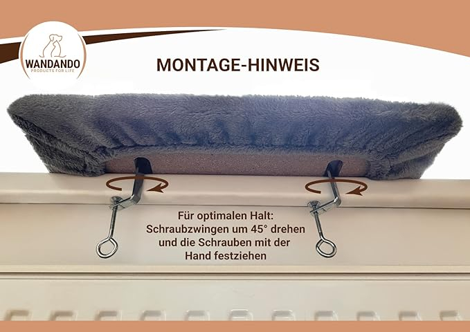 Perna pervaz pentru pisici WANDANDO, lemn/textil, gri, 50 x 36 cm [4]