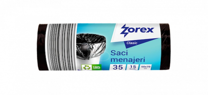 Saci menajeri Zorex Clasic – 35L, negri, 15 Bucăți/Rolă [1]