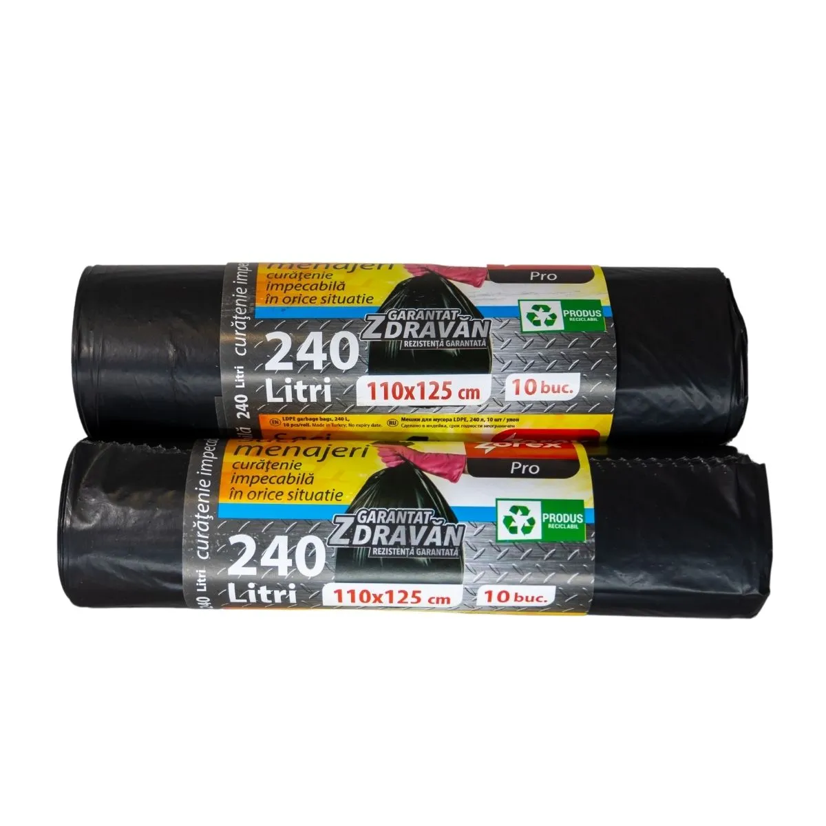 Saci menajeri Zorex Pro, 240L, negru, 10 buc/rola - Zorex [1]