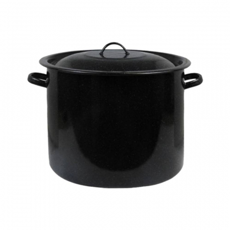 Articole pentru bucatarie - Oala Emailata cu capac 40 L neagra, 40 cm