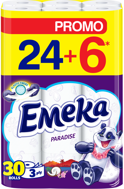 Toate Produsele - Hartie igienica Emeka Paradise, 3 straturi, 24+6 role