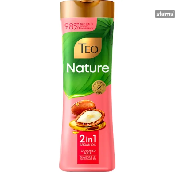 Sampon, gel de dus si sapun lichid - Sampon cu balsam Teo Nature 2in1 Ulei de argan, 350ML