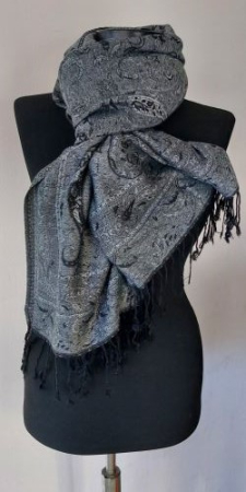 Esarfe - Esarfa Pashmina Gri Inchis-Negru