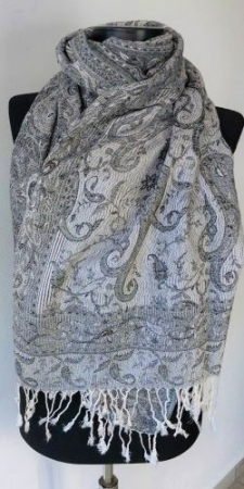 Esarfe - Esarfa Pashmina Gri Argintiu -Gri inchis