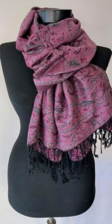 Esarfe - Esarfa Pashmina Fucsia -Negru