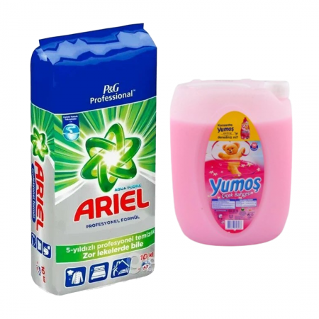 Pachete promotionale - Pachet Ariel pudra 10 kg+ Balsam Yumos 5L Roz