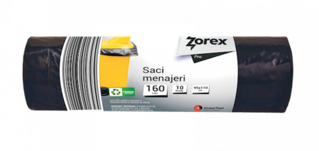 Casa si gradina - Saci menajeri Zorex Pro, 160L, negru, 10 buc/rola
