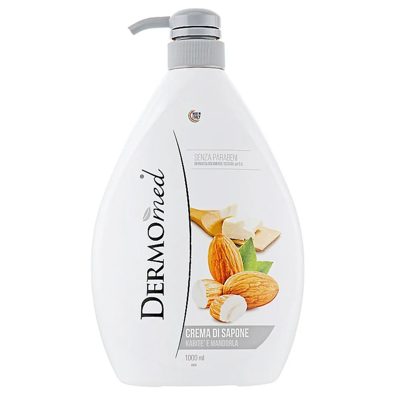 Sampon, gel de dus si sapun lichid - Sapun lichid crema Dermomed cu migdale si unt de shea, 1000 ml
