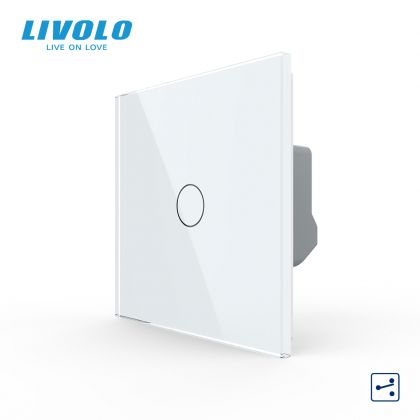 Întrerupătoare tactile LIVOLO - Întrerupător simplu tactil, cap scara / cap cruce, cu panou sticla, Generatia Noua