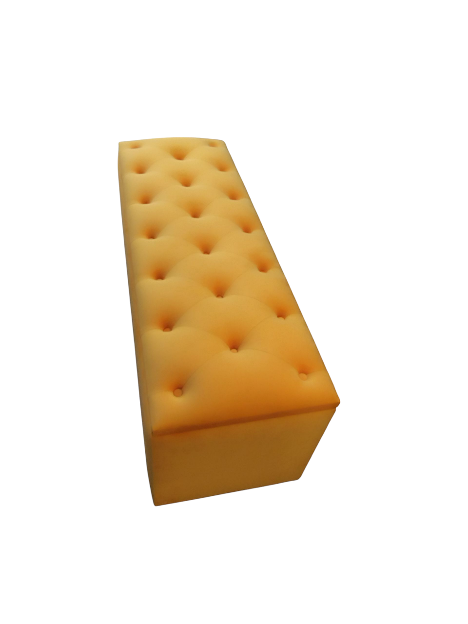 Bancheta tapitata tip chesterfield cu spatiu pentru depozitare, Catifea, Galben, 104x36x40 cm [5]