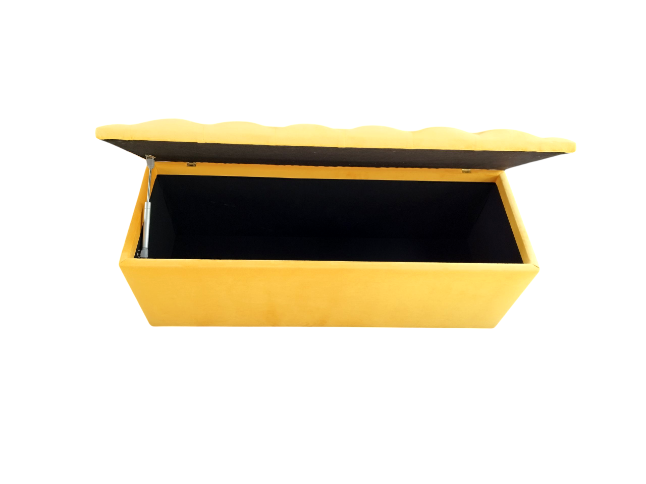 Bancheta tapitata tip chesterfield cu spatiu pentru depozitare, Catifea, Galben, 104x36x40 cm [2]