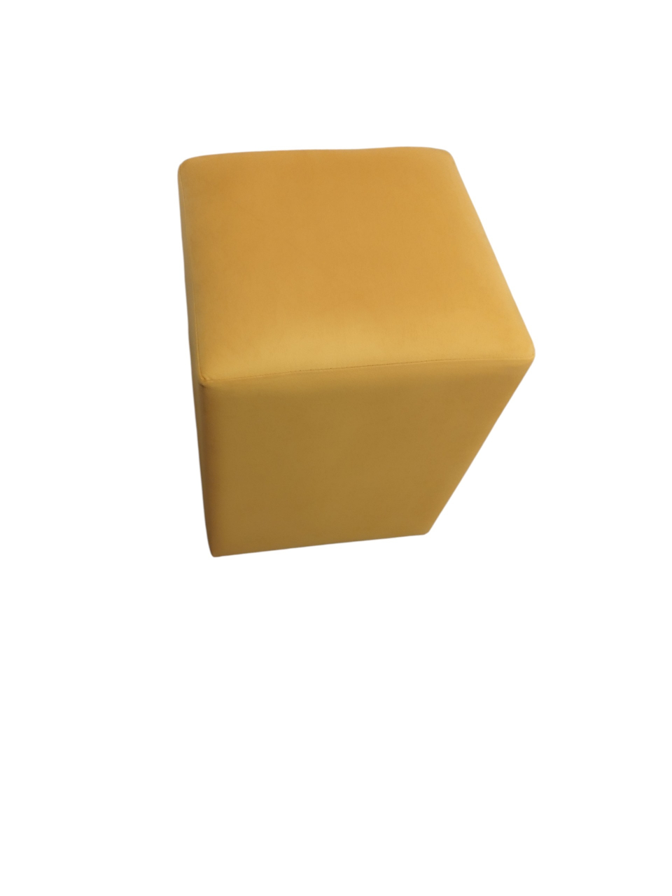 Taburet Cub Tapitat, Catifea, Galben 33x33x42 cm [7]