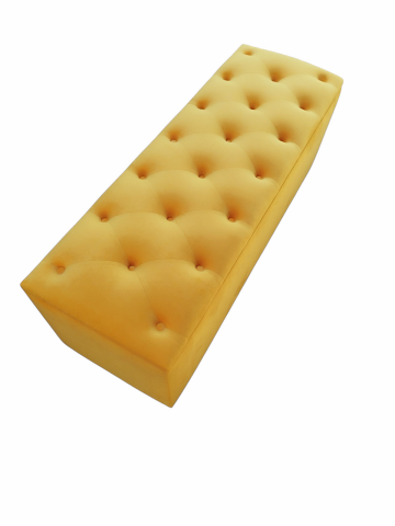 Băncuțe cu spatiu pentru depozitare - Bancheta tapitata tip chesterfield cu spatiu pentru depozitare, Catifea, Galben, 104x36x40 cm