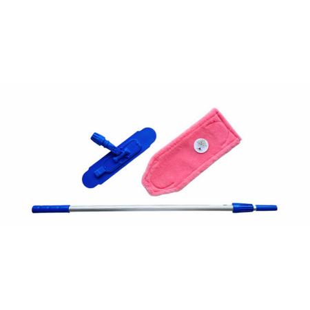 Seturi - Set MOP pentru curatare uscata – laveta roz, tija aluminiu si suport cu prindere rapida