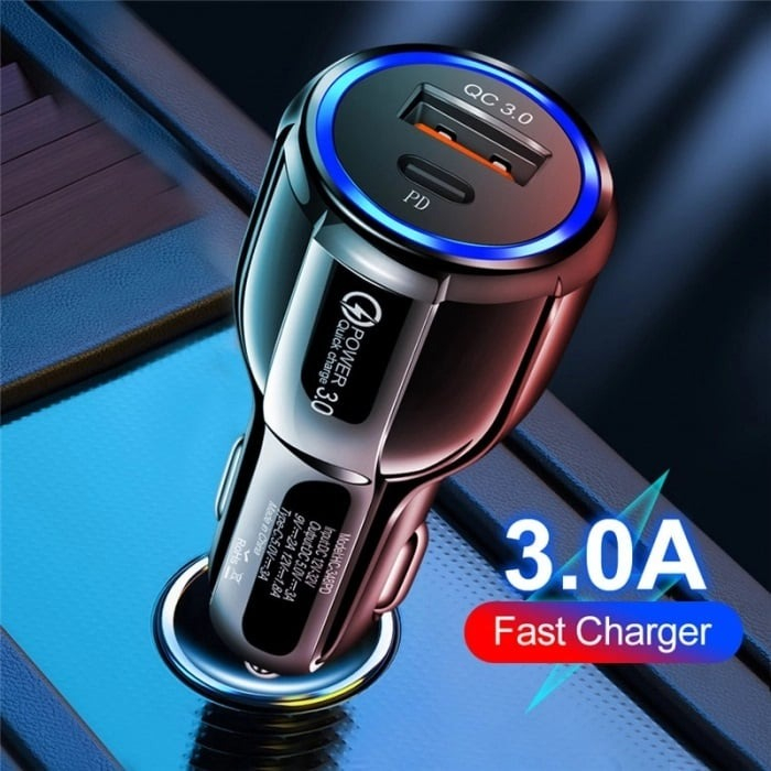 Încărcător brichetă auto 12V, 1x USB + 1x Type-C 3.0, încărcare rapidă – compact și eficient, en-gros [4]