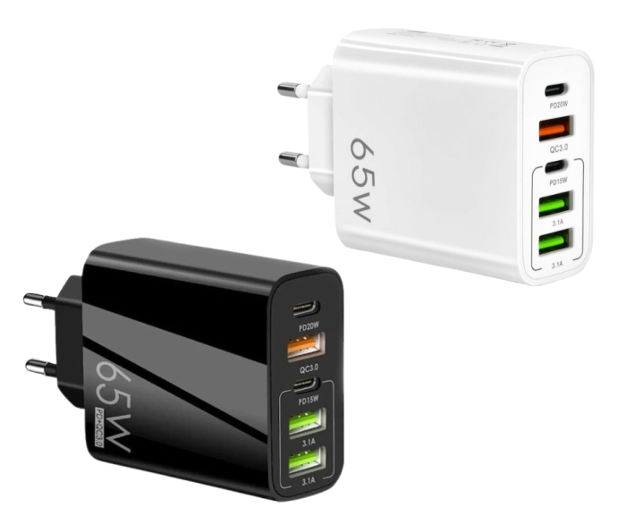 Încărcător universal 65W cu 5 porturi, 2x Type-C și 3x USB, încărcare rapidă, en-gros [1]
