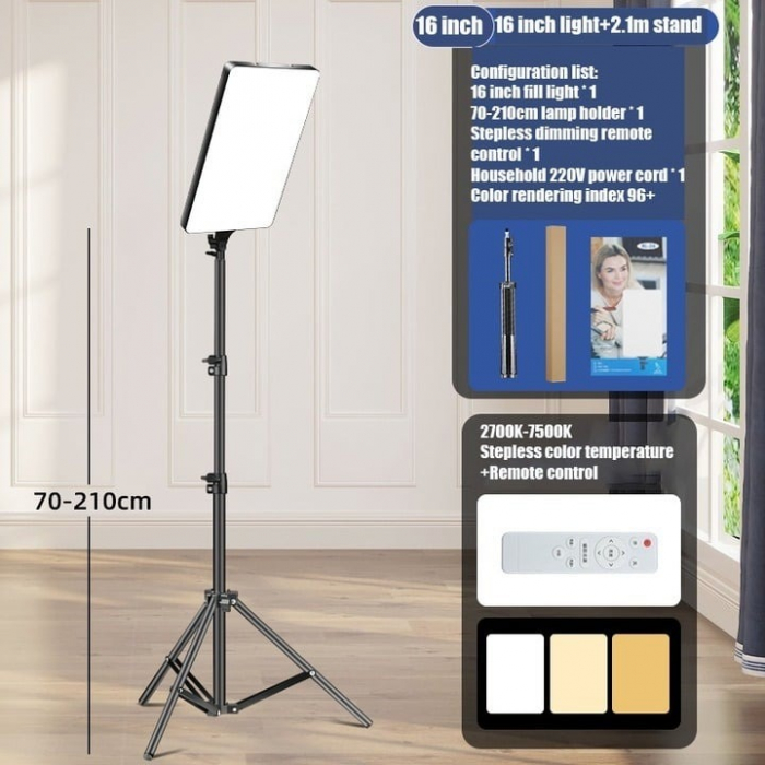 Kit foto-video, 2 lampi LED 47x28 cm, Bi-color, trepiezi reglabili 80-200 cm, 2x telecomanda control [4]