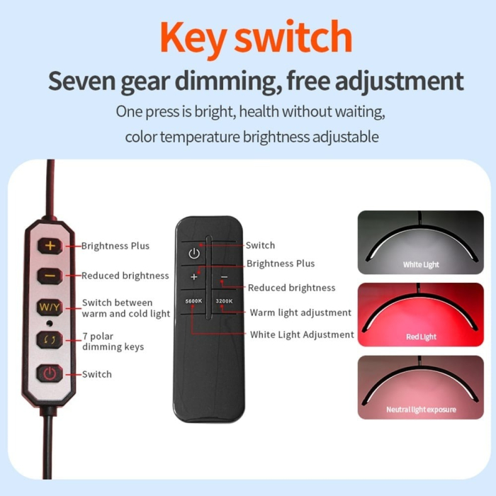 Lampă cosmetică profesională Semilună 238 LED cu suport telefon, înălțime 180 cm [5]