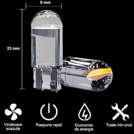 Set 2 becuri LED auto T10 universale, pentru bord, interior și număr înmatriculare, en-gros [2]