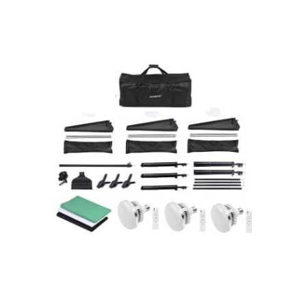 Kit studio foto profesional cu 3 lumini softbox, suport fundal 2x3m, 3 panze colorate, becuri + geantă transport [1]