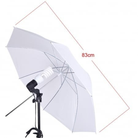 Kit studio foto-video, 2 umbrele, 2 trepiezi reglabili 80-200 cm, fasung soclu E27, becuri foto spiralate [2]