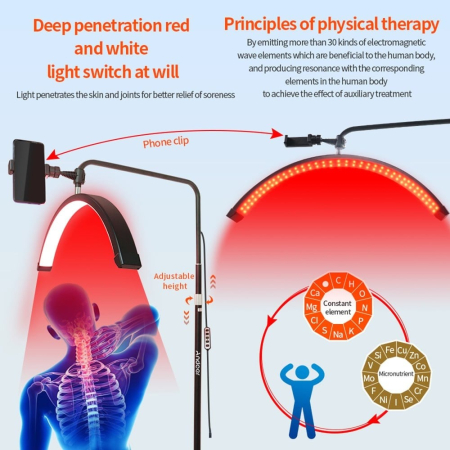 Lampă cosmetică profesională Semilună 238 LED cu suport telefon, înălțime 180 cm [2]