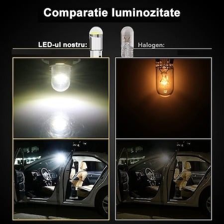 Set 2 becuri LED auto T10 universale, pentru bord, interior și număr înmatriculare, en-gros [3]