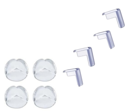 Produse și accesorii pentru casă - Set 4 protecții colțuri universale din silicon, rotunde, transparente – siguranță copii pentru mese, paturi și dulapuri, en-gros