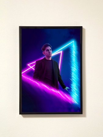 Toate Tablourile - Neon Triangle – tablou personalizat cu triunghiuri neon DoggoCraft