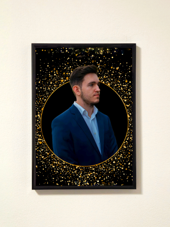 Toate Tablourile - Tablou personalizat cerc auriu DoggoCraft