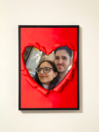 Toate Tablourile - Red Paper Heart – tablou personalizat pentru cuplu DoggoCraft