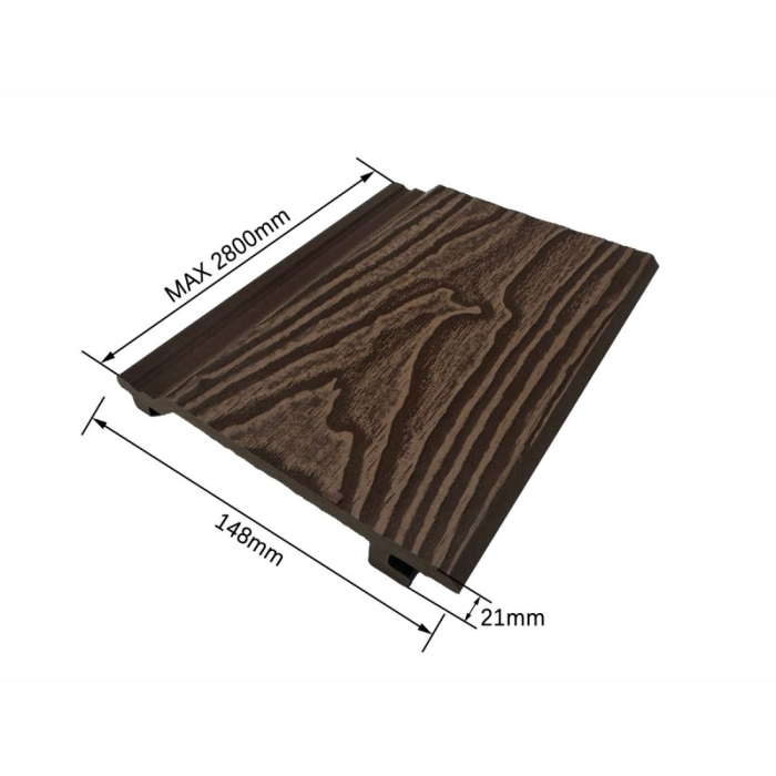 Lambriu riflaj WPC, pentru exterior, montaj rapid, rezistenta ridicata, Naimeed D7496, 2800 x 148 x 21 mm, Nuc natural [3]