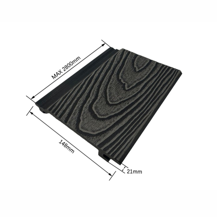 Lambriu riflaj WPC, pentru exterior, montaj rapid, rezistenta ridicata, Naimeed D7497, 2800 x 148 x 21 mm, Stejar gri [2]